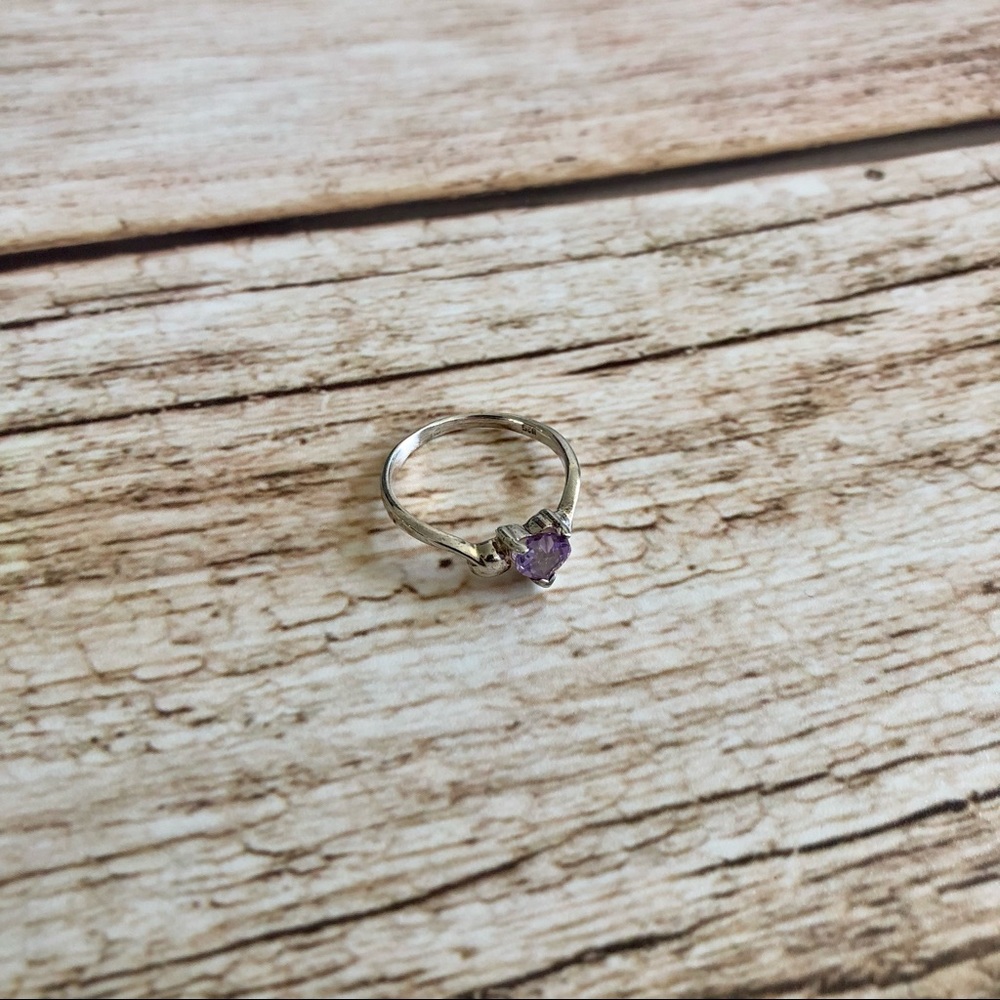 Ss925 sterling silver amethyst ring sz 4.5